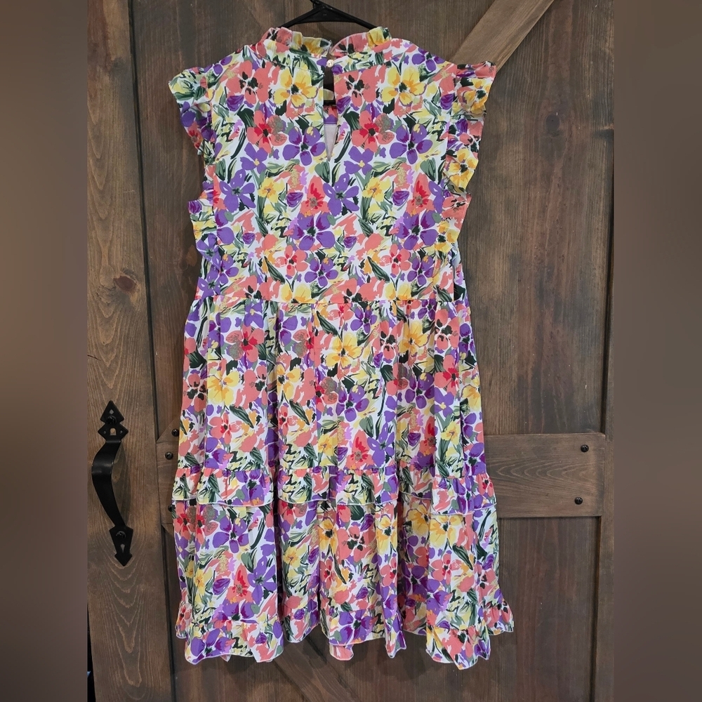 JODIFL Multicolor Floral Babydoll Sleeveless Dress Size Large - Picture 4 of 7
